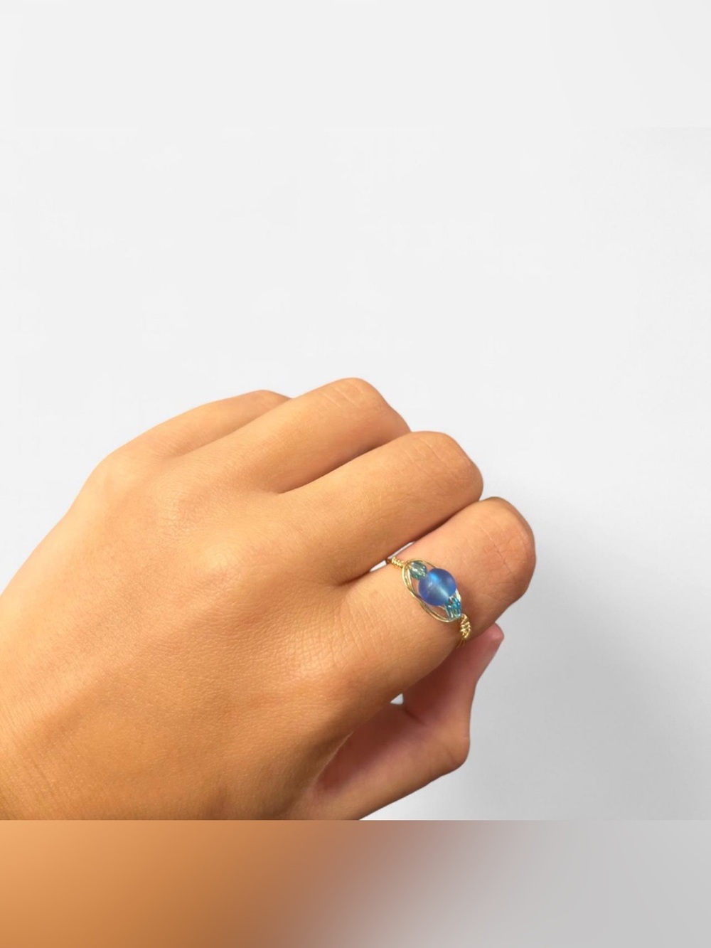 Blue Wire Wrapped Ring